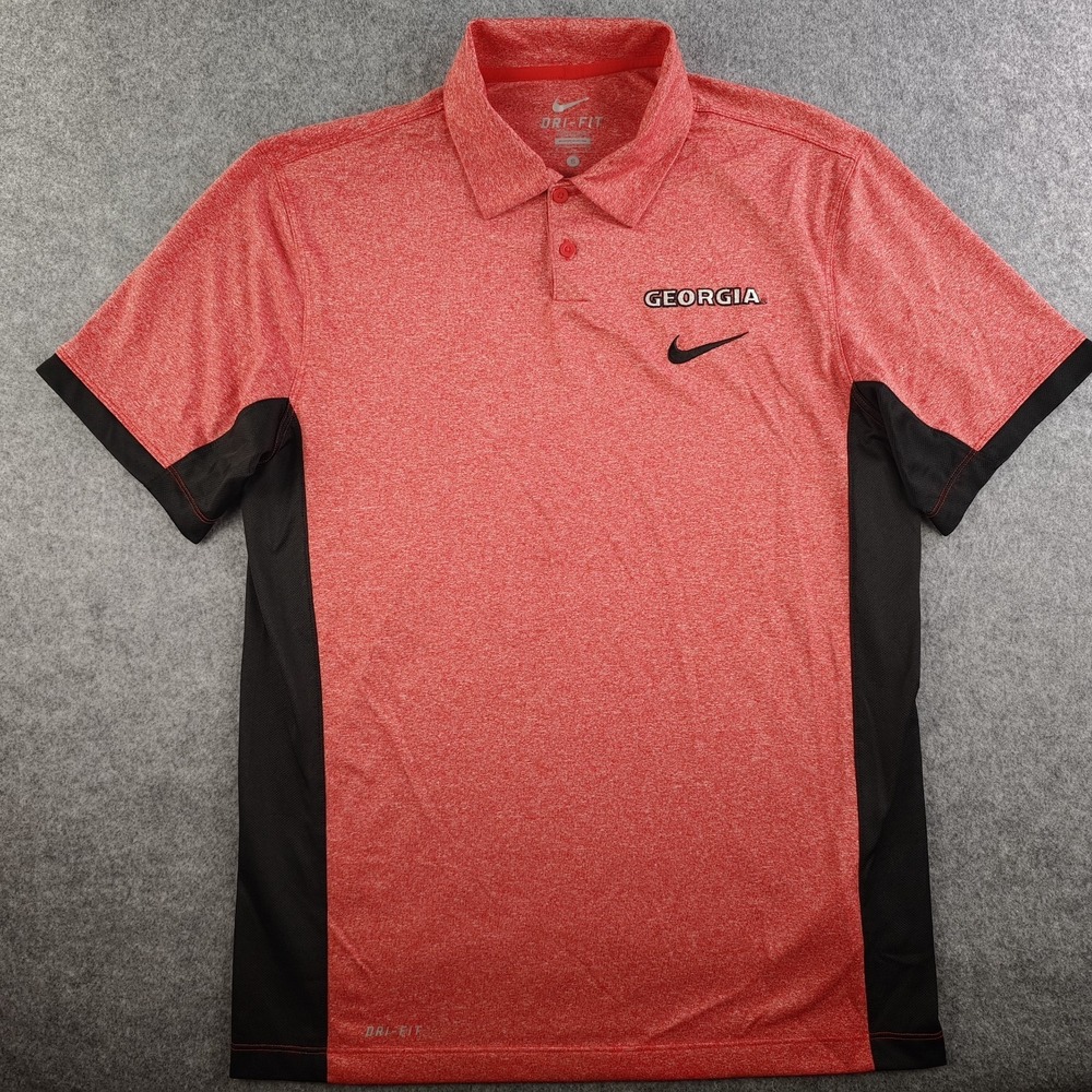 Nike Georgia Bulldogs Polo‎ Mens Small Dri Fit Red Black Short Sleeve NCAA